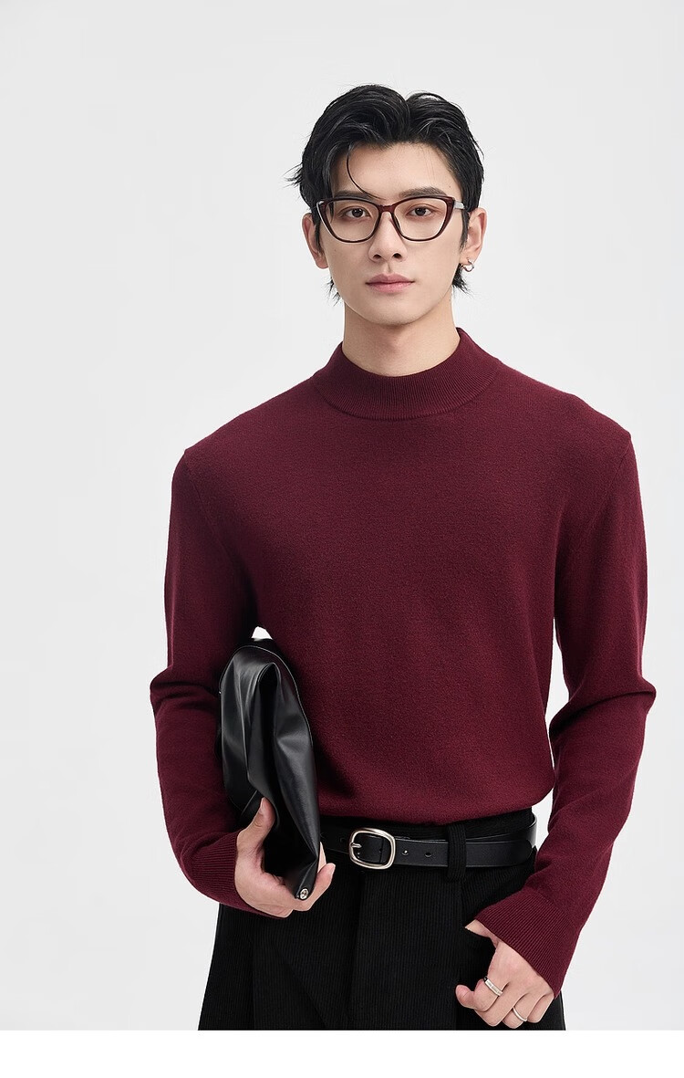 Earl Zuoer [Lycra Tencel Wool] Early Winter 25 Crew Neck Pullover Knit Base Shirt Men's Solid Loose Sweater 29