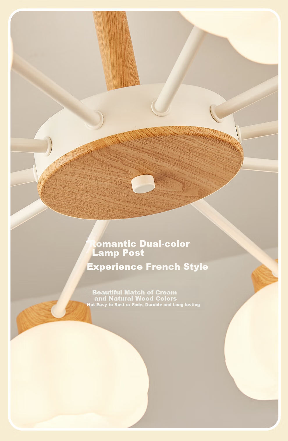 NVC NVC Simple Wood French Puff Lampshade Living Room Smart Comfortable Light 100W Pendant Light WHDD100F/G-05 10
