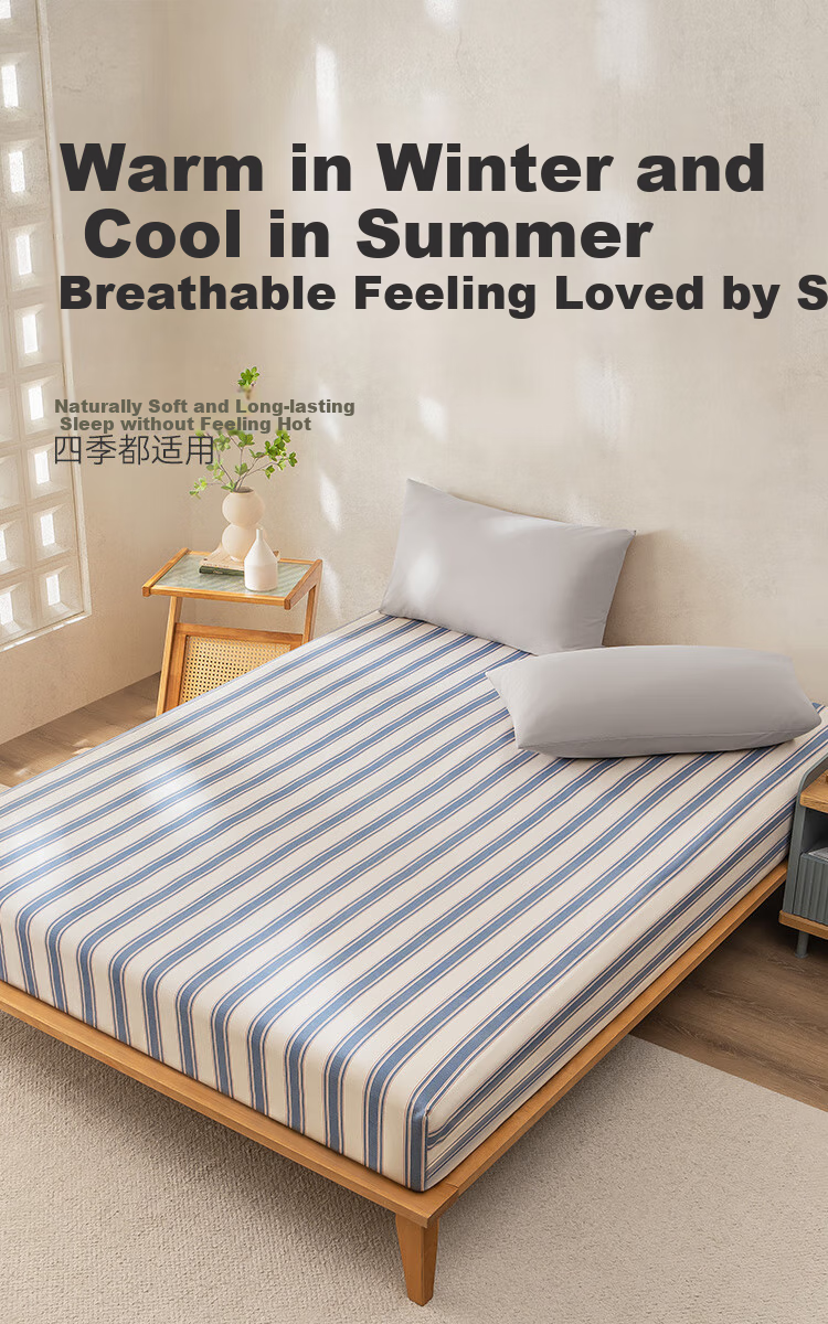 JD Original Pure Cotton Coarse Linen Fitted Sheet Single Piece Class A Skin-Friendly Breathable Comfortable for 1.8m Bed Gulf Style 8