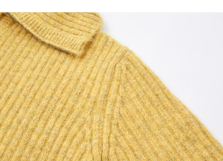 Demana "Warm Secret" Winter Simple Half-Zip Stand Collar Loose Wool Blend Knit Sweater for Women 4
