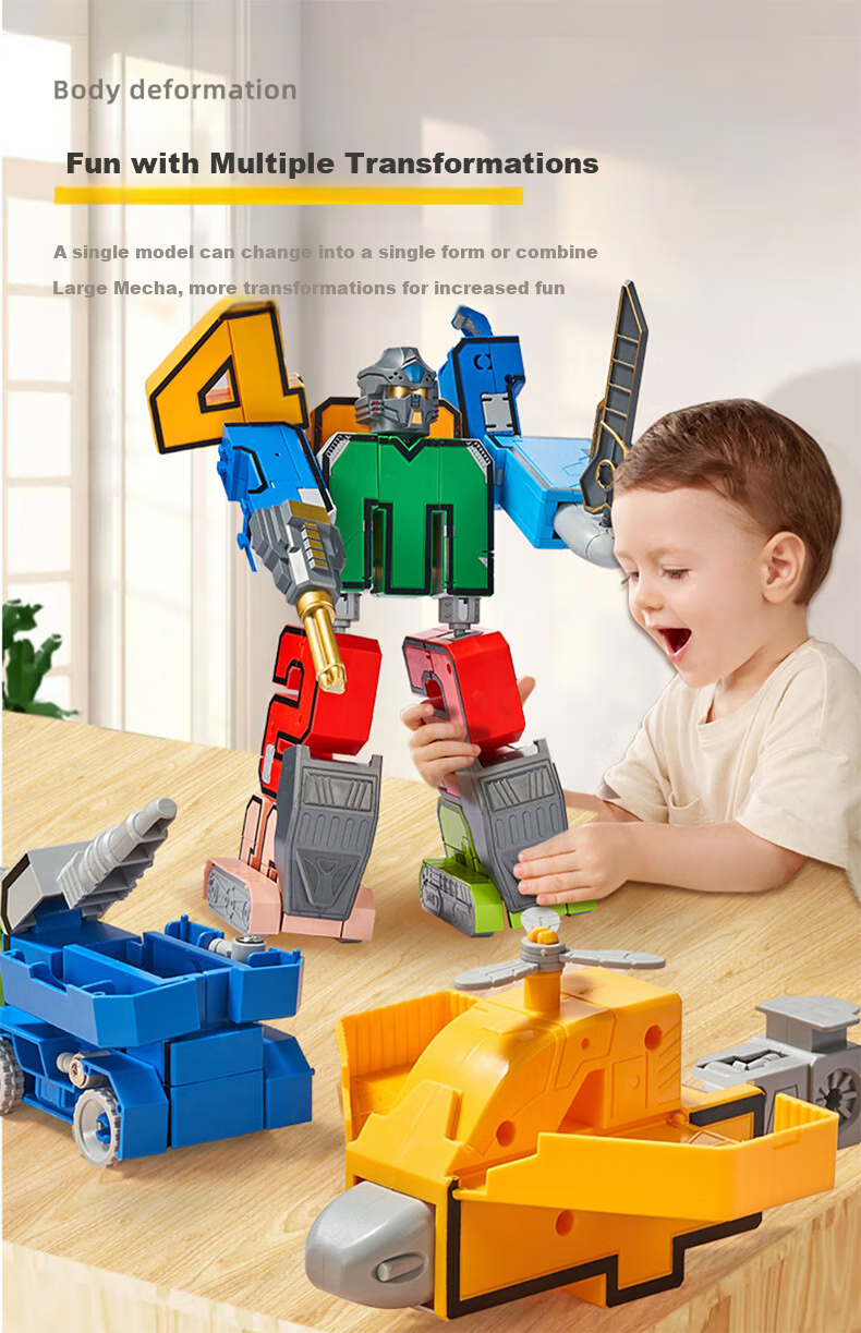 Aifuer Digital Transforming Robot Toy, Mecha Action Figure, Birthday Gift, Transformable Building Blocks, Gift Box Set 5