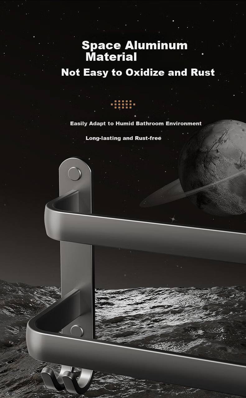 Baihan Towel Rack, Bathroom Storage Shelf, No Drilling Required, Toilet Washroom Hanging Accessories Set, Bathroom Storage Organizer 6