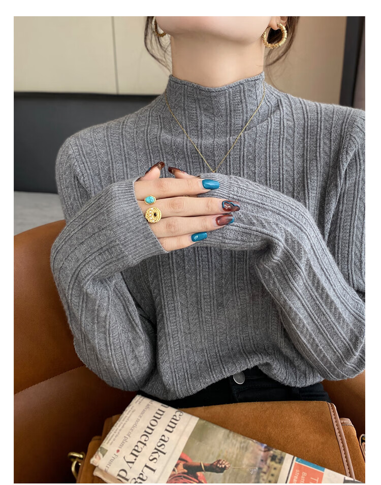 YUZHAOLIN Apricot Half Turtleneck Base Shirt Women's Little Chanel Style Inner Wear 2025 Autumn Winter New Sweater Knit Top 13