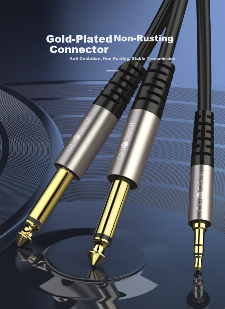 CHOOSEAL (CHOSEAL) 3.5mm to Dual 6.5mm Audio Cable, 6.35mm Large Two-Core One-To Adapter Cable, Phone Computer Mixer Speaker Connection Cable, 10 Meters, QAD20BK 6