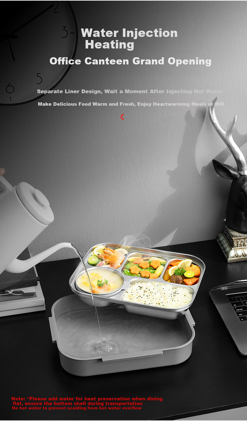 TAFUCO Lunch Box, 316 Stainless Steel Student Meal Tray with Compartments, Large Capacity Bento Box, Portable Lunch Box for Office Workers, T5354 5