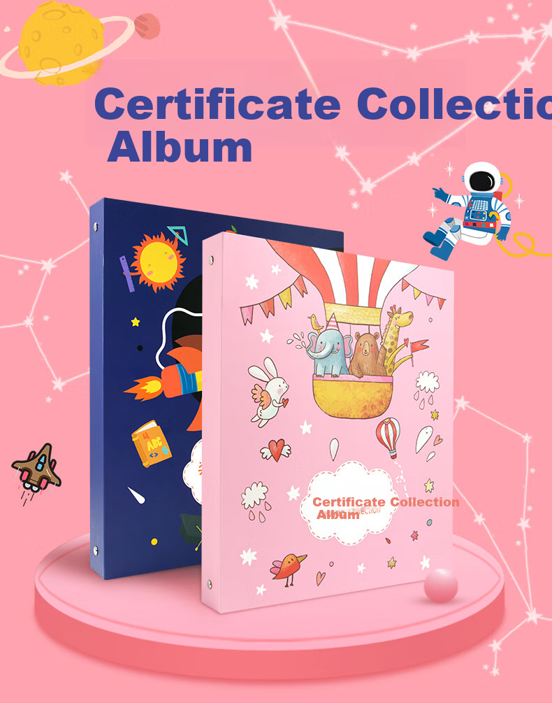 Jindeli Elementary School Student Certificate Collection Album, A4 Honor Certificate Storage Book, Children's Picture Work Preservation Loose-Leaf, Middle And High School Graduation Souvenir Album, Birthday Gift Photo Album, Blue CB2014 1