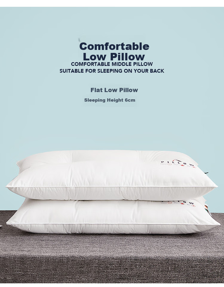 Dohia Home Textile Pillow, Class A Pure Cotton Hotel-Style Pillow Core, Adult Cervical Pillow, Low Pillow, 74*48cm Single Pack 2