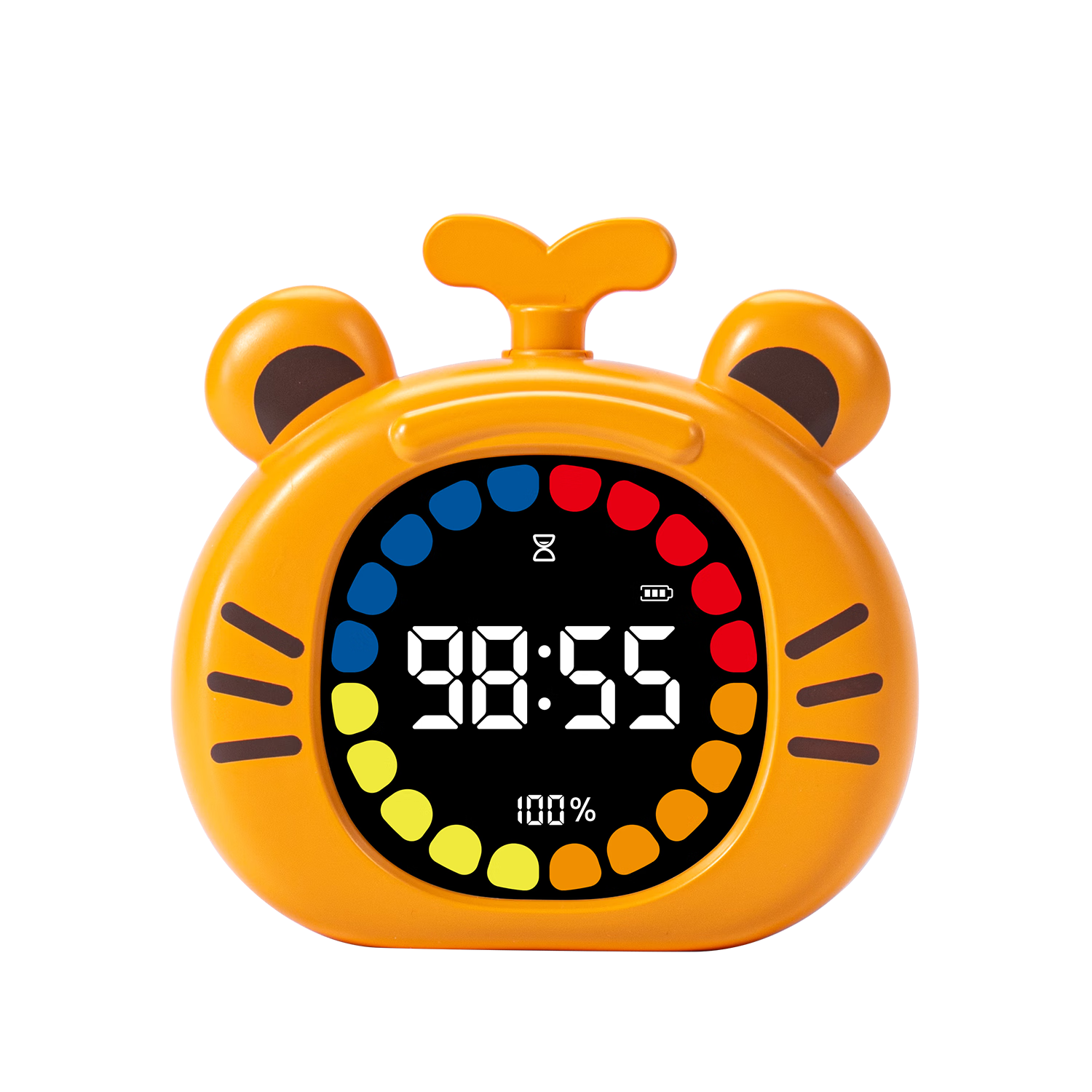 Deli Electronic Four-Color Timer Alarm Clock, Multifunctional Cute Cartoon Tiger, Primary And Secondary School Exam Study Time Management Device, Backlit Student Timer, Yellow LE117 Gift