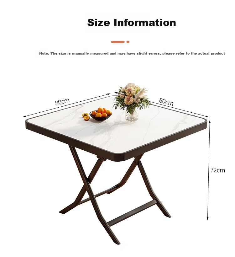 Zhuobo Folding Dining Table, Home Use Dining Table, Outdoor Table, Picnic Table, Square Table, BZP9 White, 80cm Wide 7