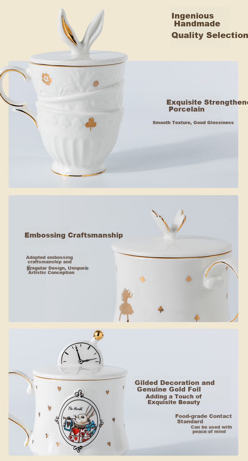 JOYYE Ceramic Mug, Birthday Gift, Alice IP Collaboration Edition, High-Quality Holiday Practical Souvenir Cup 8