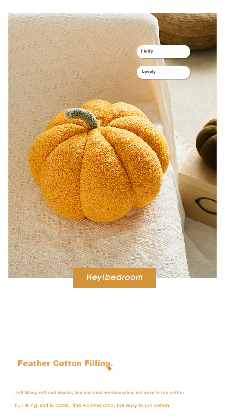 Pierre Cardin Nordic Instagram-Style Cute Pumpkin Plush Pillow Creative Living Room Sofa Cushion Bedside Decoration - Yellow 5