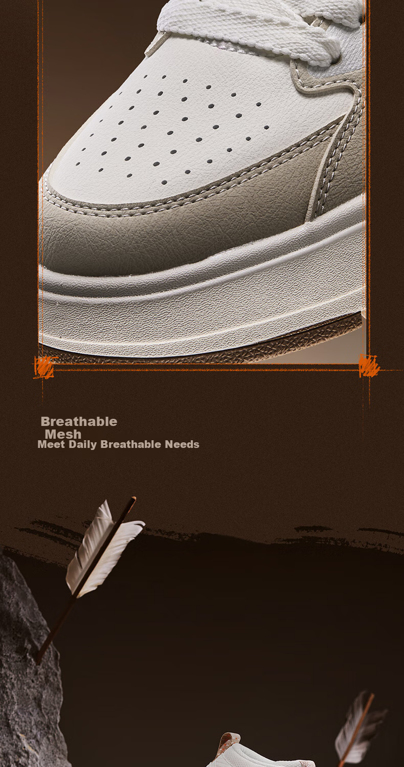 ERKE Men's Canvas Shoes, Thick-Soled High-Top Sneakers, Autumn Casual Retro Sports Shoes for Couples 8