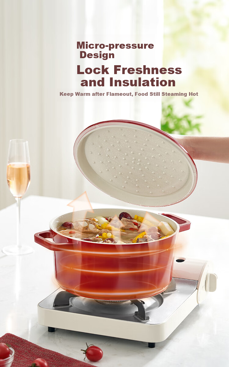 JD Original Ceramic Enamel Light Press Stew Pot for Porridge And Noodles, Compatible with Induction Cooker, Housewarming Gift, 26cm Gradient Gree 9