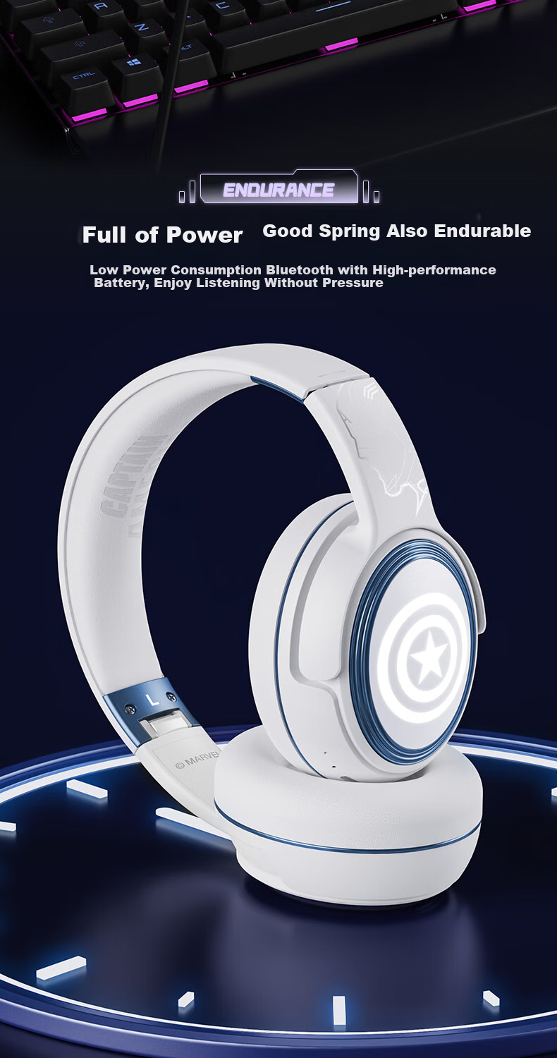 Disney Marvel Co-Branded Wireless Bluetooth Headphones, Over-Ear, Long Battery Life, for E-Sports Gaming, Sports, Music, Computer Headset, Couples Birthday Gift for Men, MR13 Black Panther 10