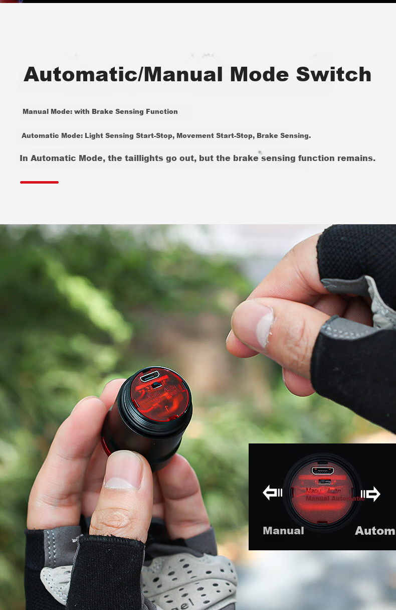 Tasiduizhang Bicycle Taillight, Mountain Bike Sensor Safety Warning Light, High Brightness Flashing Cycling Equipment, Handlebar Model 12