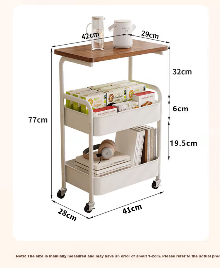 Jingcai Floor Storage Rack Cart, Movable Storage Shelf, Side Table, Small Table JCJ13 White 12