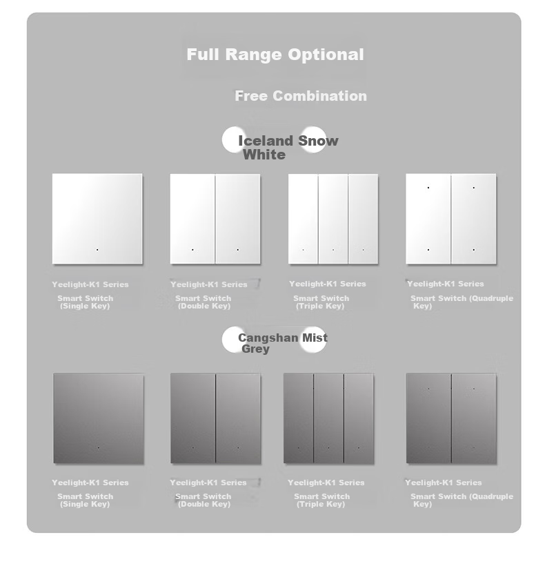 Yeelight Smart Switch K1 Home Voice Remote Control No Neutral Wire Single Wall Switch Cangshan Mist Gray for Living Room Bedroom 20