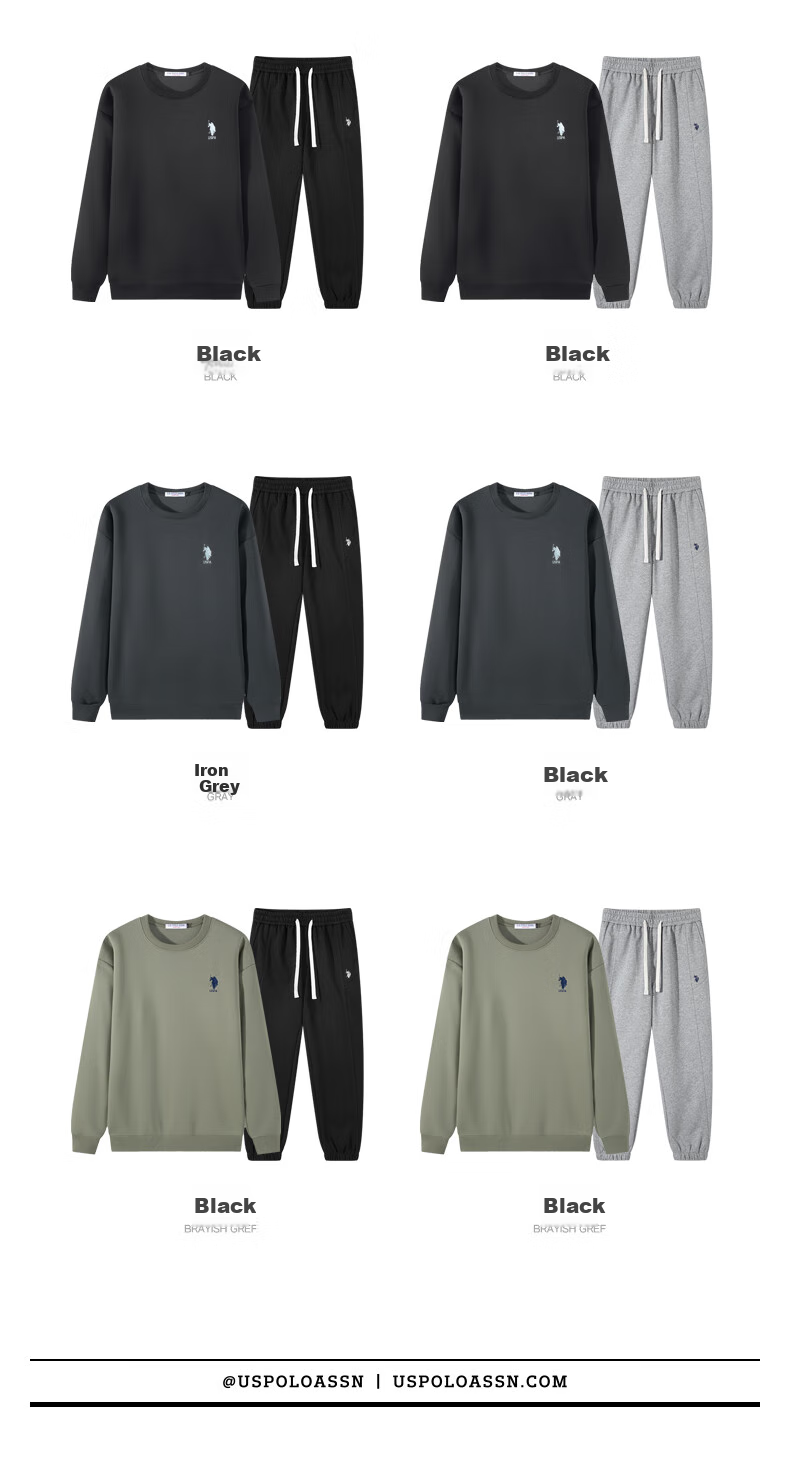 U.S. POLO ASSN. Men's Sweatshirt, Autumn And Winter Polo, High-End Casual Round Neck Undershirt, Sports Long-Sleeve T-Shirt for Men, Gray-Green, XL 8