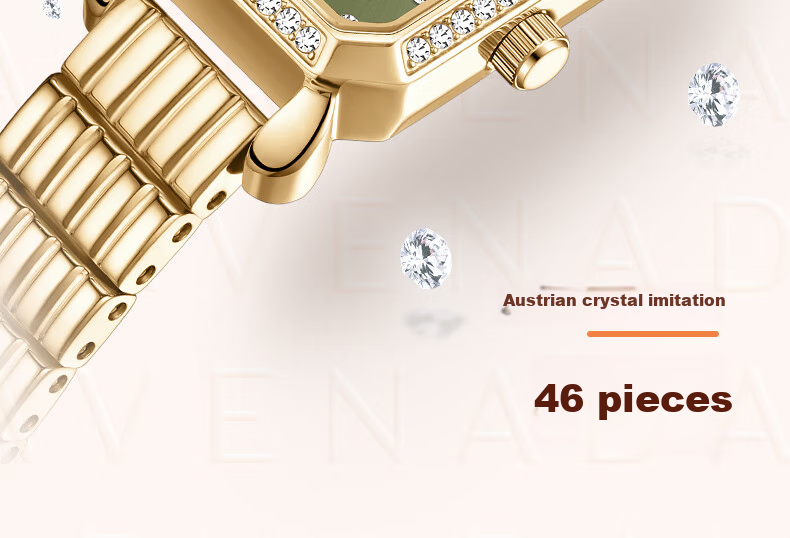 Davena Small Gold Brick Watch for Women, Small Dial Luxury Niche Birthday Gift for Girlfriend, Gold with Green Face 2