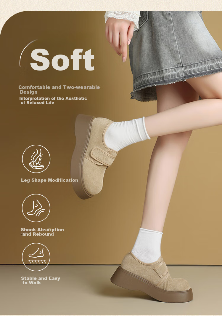 ZHR Thick-Soled Birkenstock Sandals for Women, Versatile Height-Increasing Casual Shoes, Autumn Soft-Soled Lightweight Women's Shoes, AB171, Khaki Color, Size 39 6