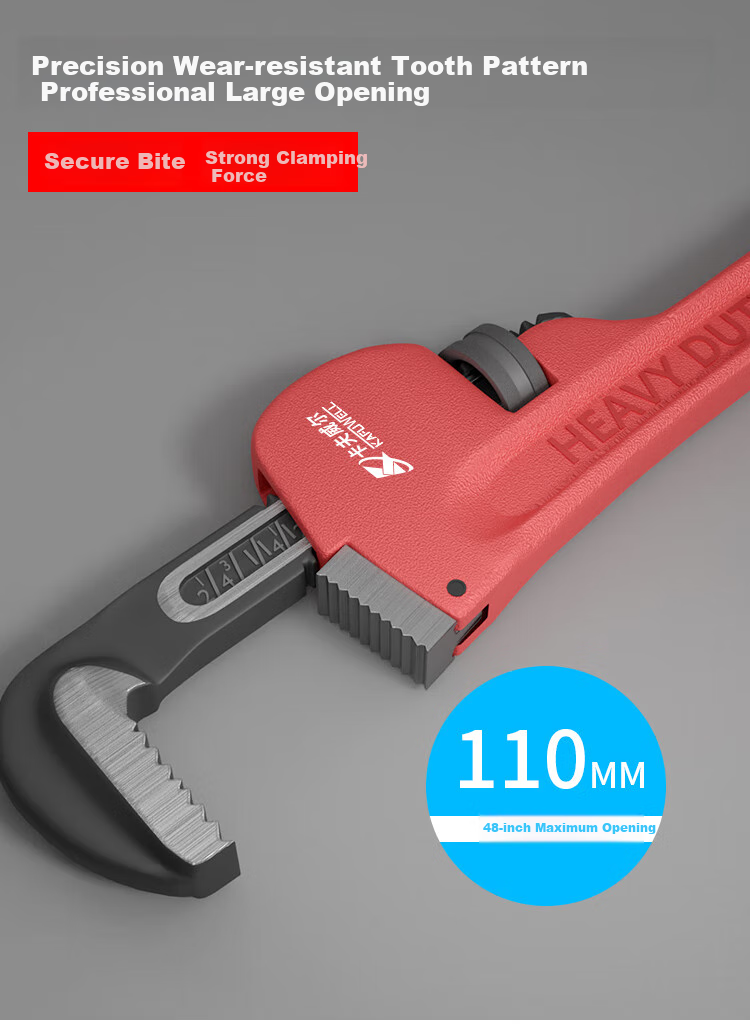 Kafuweier Heavy-Duty Pipe Wrench, Wide-Mouth Water Pipe Pliers, Adjustable Pipe Wrench, Pump Pliers for Round Pipes, Hand Vise, 8 Inches, PC5049S 3