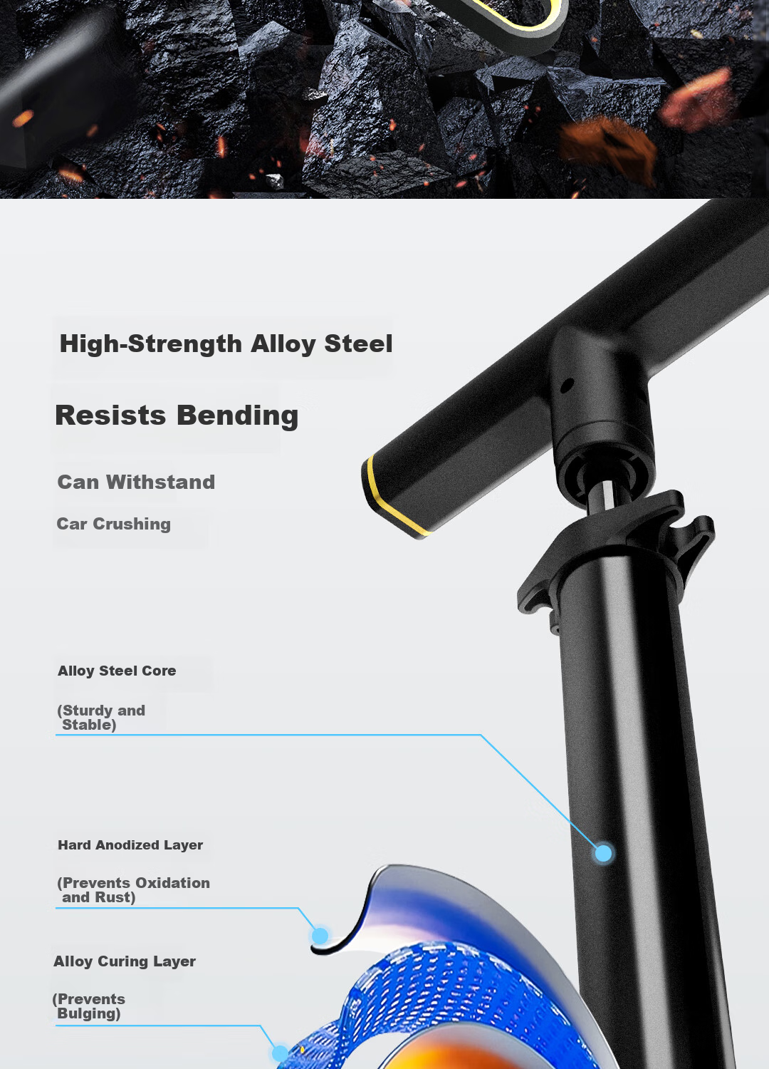 Deli Bicycle Pump, New High-Pressure Inflator for Bicycles, Motorcycles, Electric Vehicles, Basketball, Universal with English, American And French Valves 4