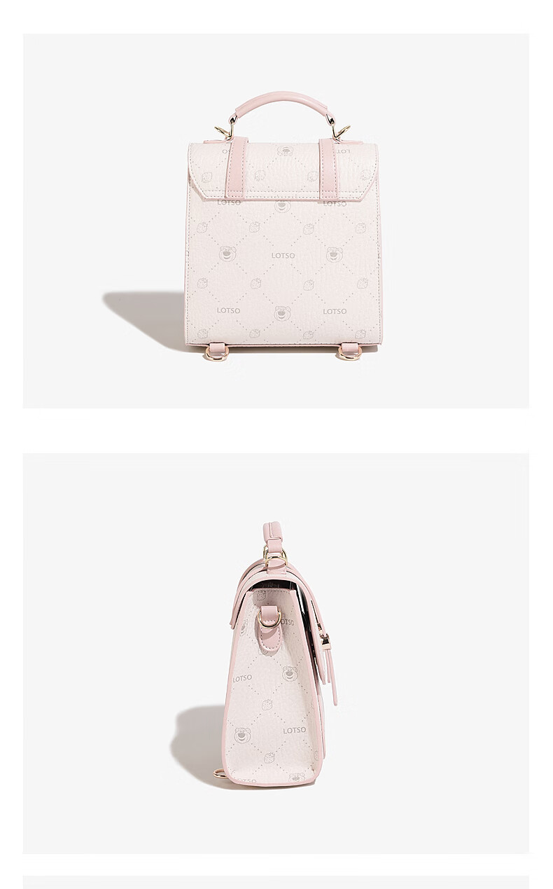 Disney & ORVE Joint Logo Single and Double Shoulder Convertible Crossbody Handheld Cambridge Bag Large Capacity Student Daily Commuting Pink 17