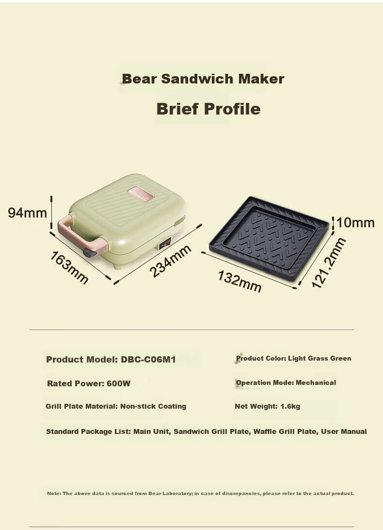 Bear Sandwich Maker, Electric Griddle with Removable Parts, Double-Sided Heating, Home Breakfast Machine, Light Meal Maker, Waffle Maker, Toast Press And Grill 13