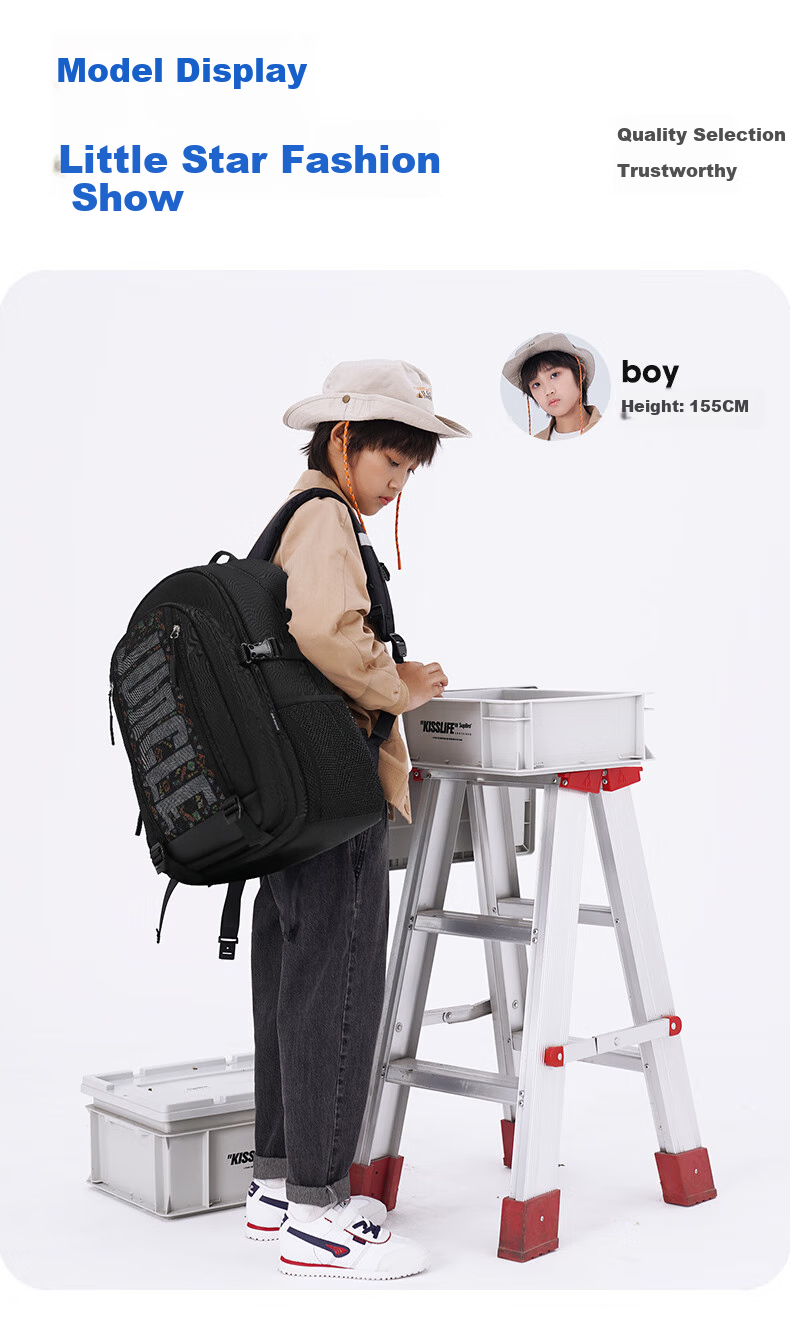 DR·KONG Spine Protection Lightweight Backpack for Boys in Middle School Grade 6, Large Capacity Schoolbag for High School Students, Double Shoulder Bag 3