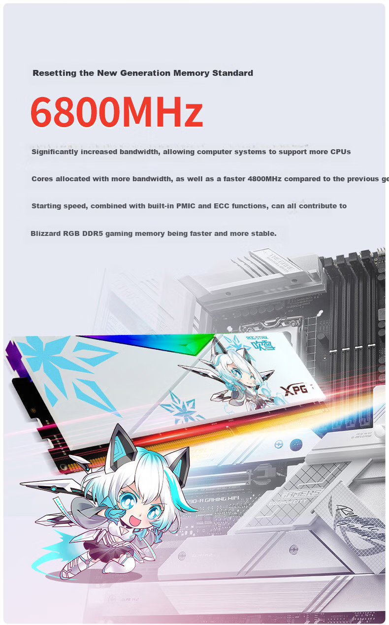 ADATA 32GB (16GB X 2) Kit, DDR5 6000 Desktop Memory Module, Hynix A-Die Chips, XPG Longyao D500G (White), CL26 2