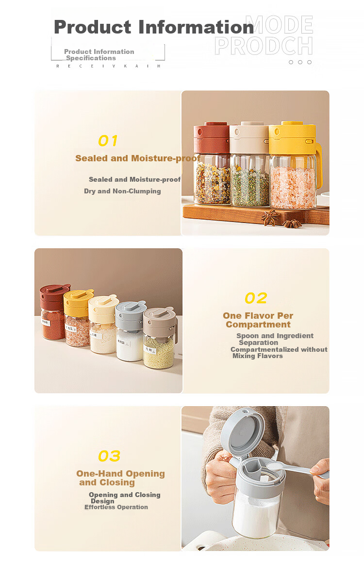 KATEI STORY Japanese Seasoning Storage Box, Countertop Spice Rack, Salt Container with Multiple Compartments, Kitchen Organizer for Home Use, Spice Storage Shelf 16
