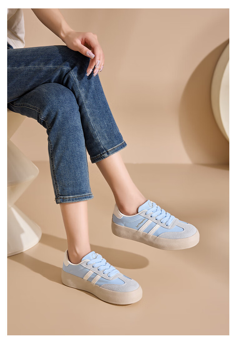 La Chapelle Women's Shoes, Training Shoes for Women, Versatile Thick-Soled White Sneakers, Low-Top Casual Skateboard Shoes for Women-079BR Beige/black 37 10