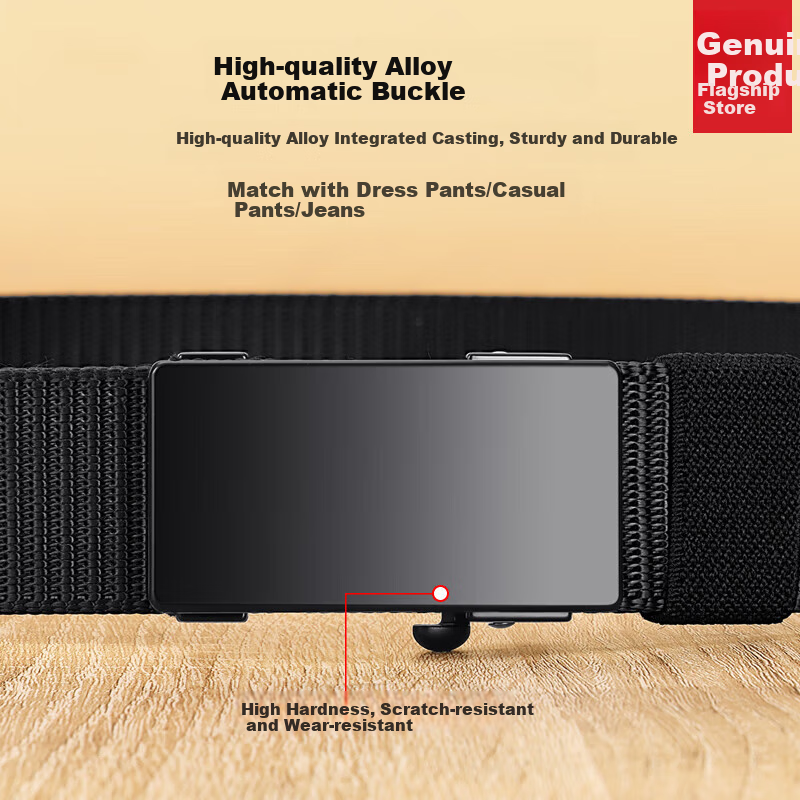 Ремень Huili Canvas Belt с автоматической пряжкой, мужской и женский, тканый, повседневный, дышащий, черный, 120 см
