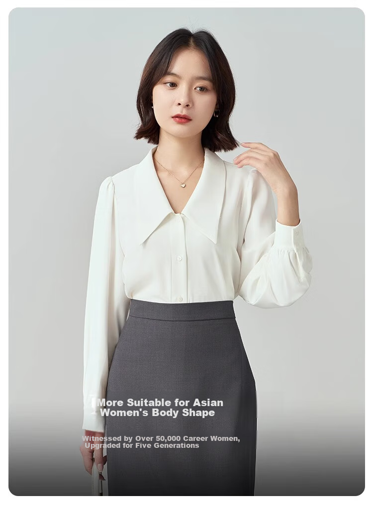 Bodexiaojie White V-Neck Blouse for Women, Office Wear, Inner Layer Top, Professional Attire, Interview Formal Shirt 3