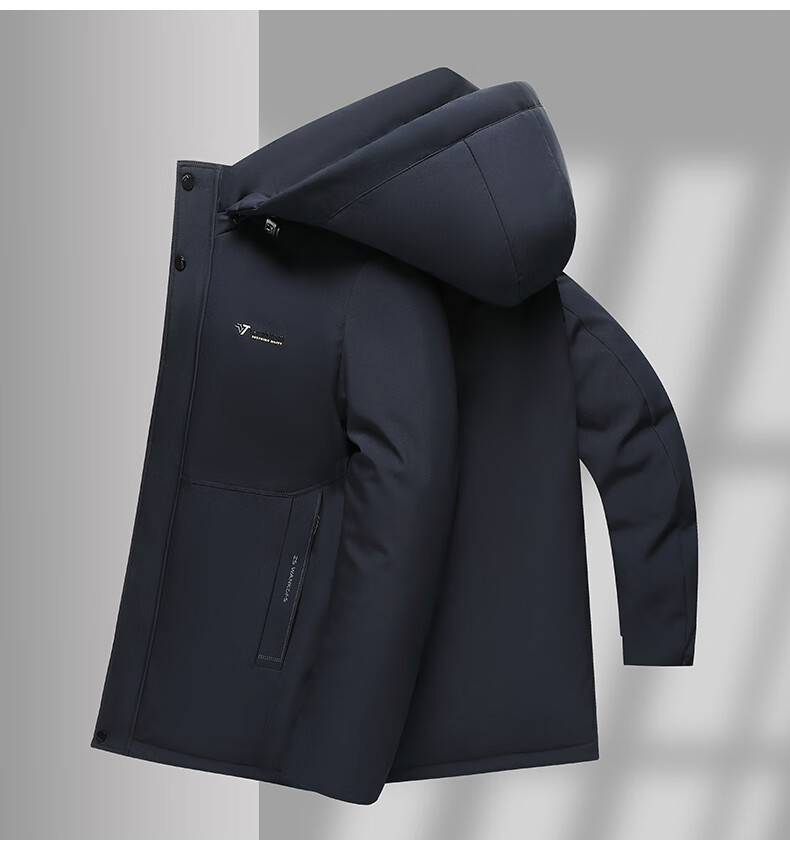 TUCANO Men's Winter Cotton Padded Jacket, Dad Style, Fleece Lined, Thickened Hooded Coat for Middle-aged and Elderly, Cold Resistant Clothing 6