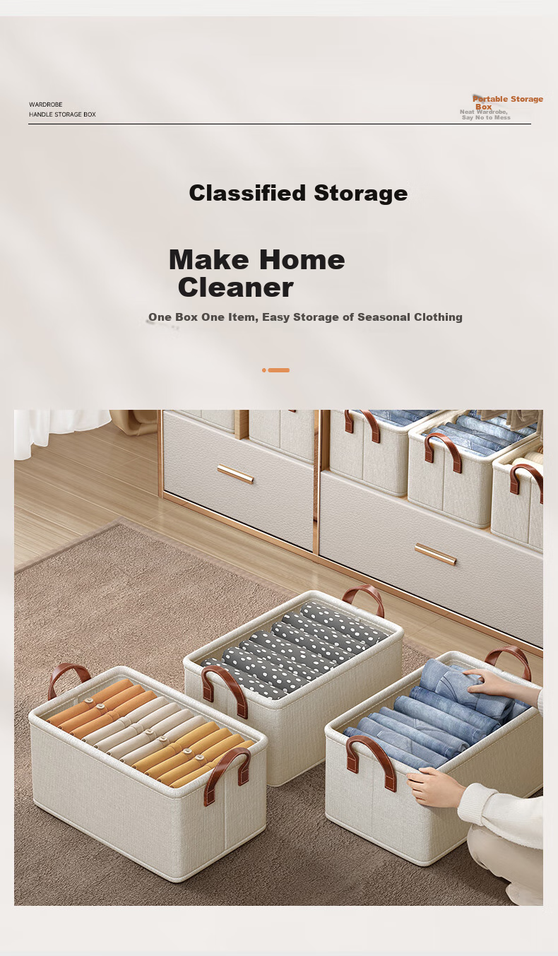 Baicaoyuan Fabric Storage Box, Clothes And Pants Organizer, Underwear Drawer Divider, Layered Storage Solution, 34L White 12