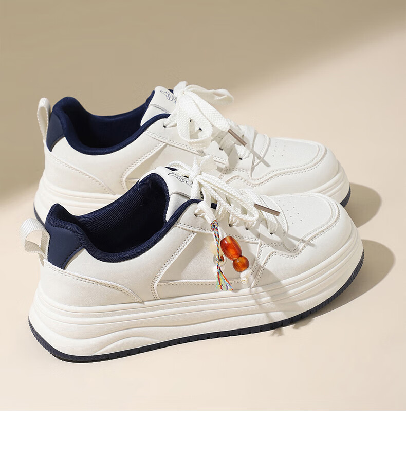 MEXICAN Women's Skateboarding Casual White Sneakers Sports Dad Shoes Size 39 Brown 23