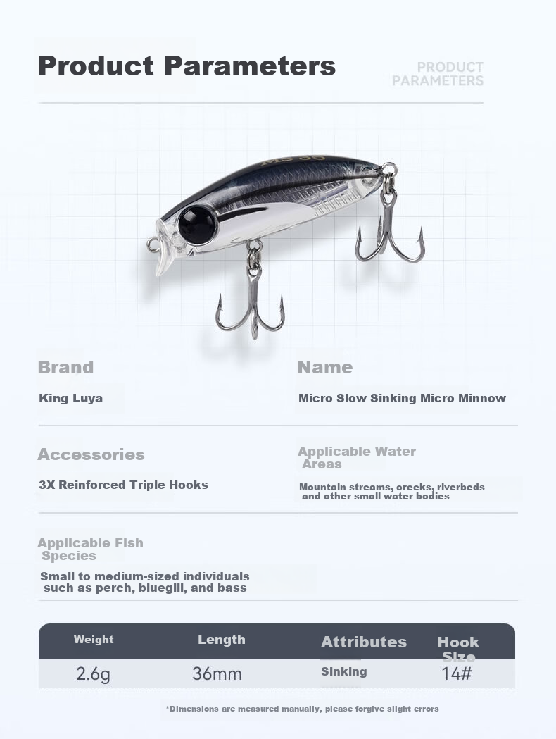 Guowangliya Guowangliya Rice Micro Slow Sink Minnow 2.6g Lure Baitiao Red Eye Bass Bait 3