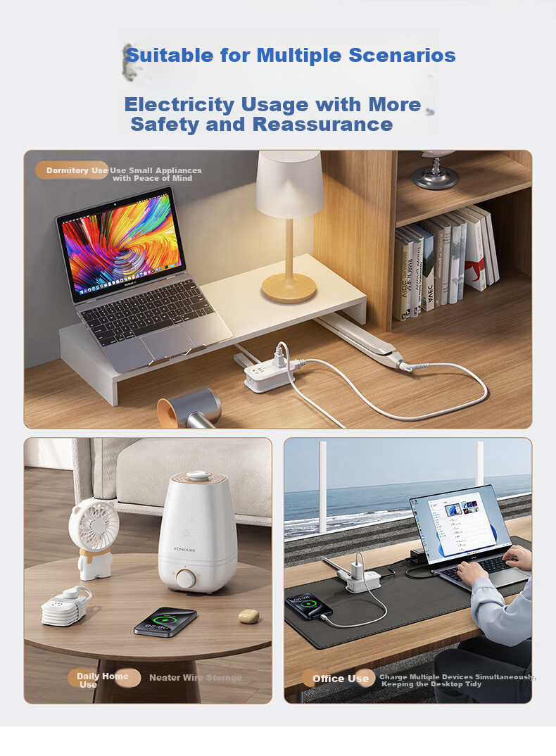 ORICO Power Strip, Travel Adapter, Multi-Functional Mini Power Board, for Business Trips And Home Use, with Storage, Total Length 1.36 Meters 15