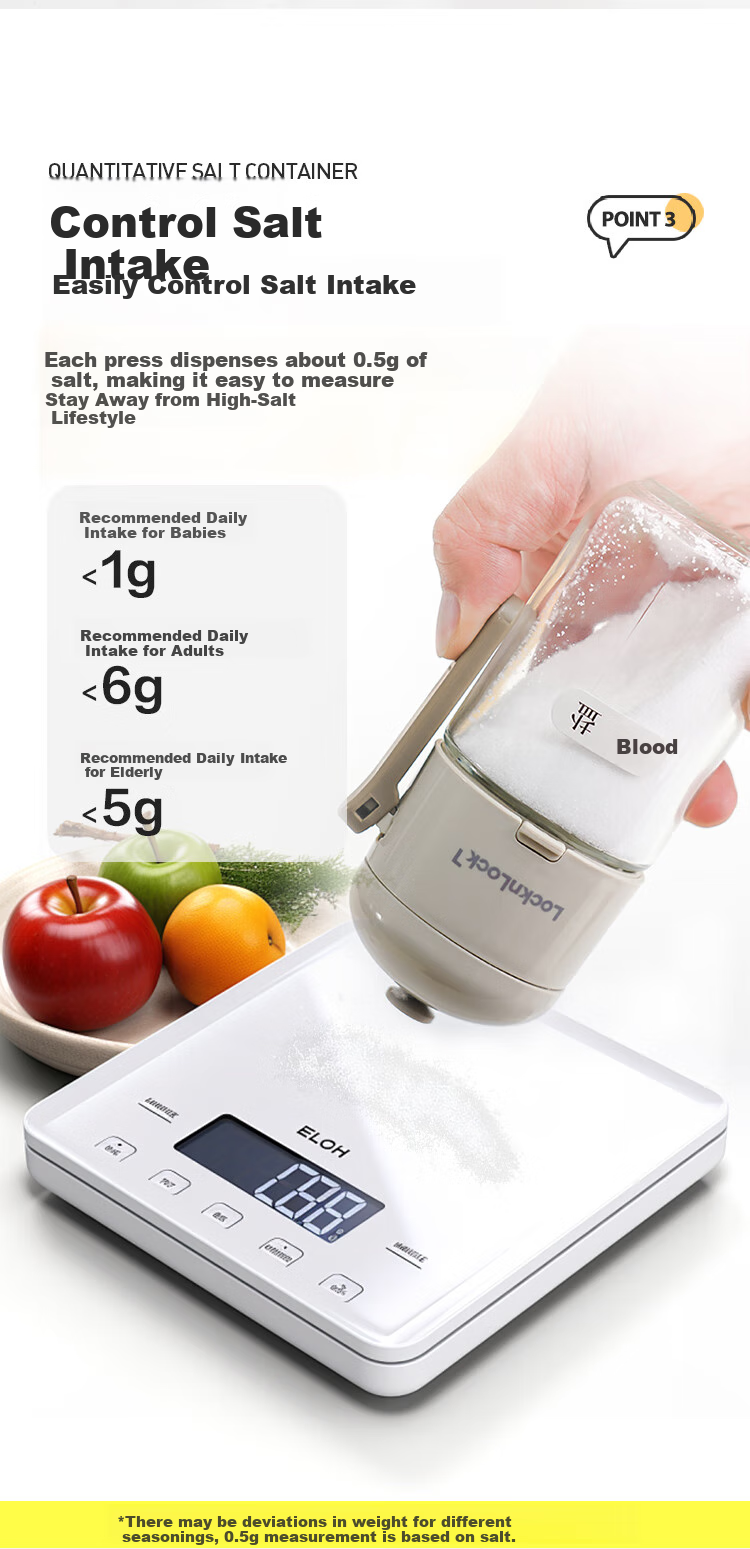 LOCK&LOCK Measured Salt Container, Kitchen Plastic Seasoning Bottle, Spice Jar, Condiment Box, Salt Shaker, Sealed Moisture-Proof, 180ML 4