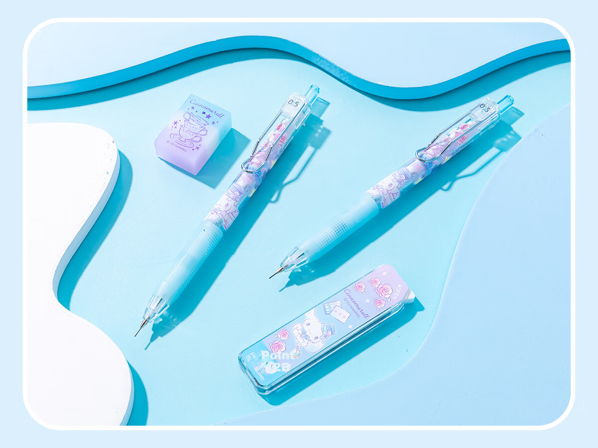 IiGEN Mechanical Pencil Stationery Sanrio Elementary School First Grade 0.5mm Soft Rubber Grip Low Center of Gravity Not Easily Broken Pencil School Supplies Essential Mechanical Pencil Pochacco One Piece 9611 17