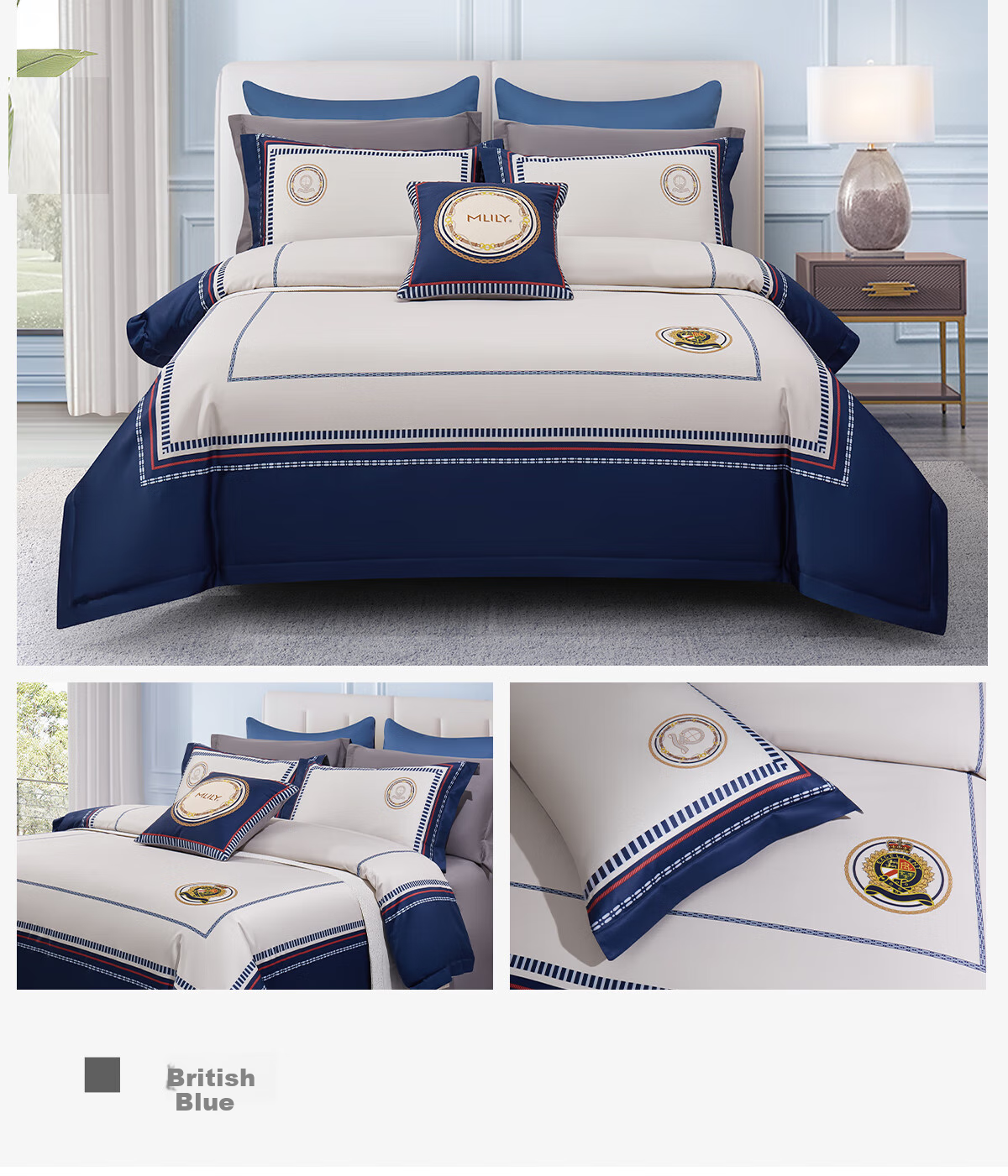 MLILY Cotton Bedding Set of Four Pieces, Pure Cotton, Summer, 220x240 Cm, Moonlight Reflectio 22