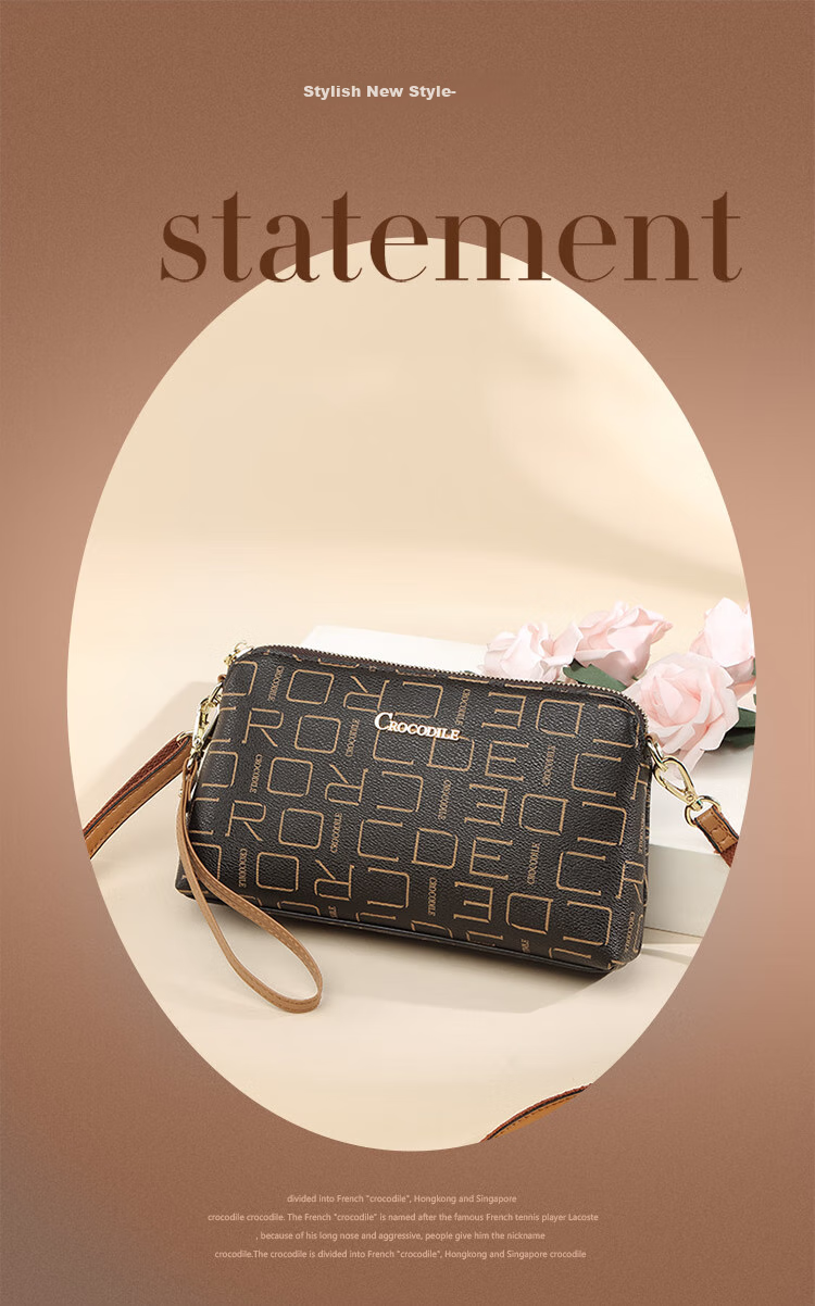 CROCODILE Goddess Festival Vintage Floral Letter Simple Crossbody Women's Handbag, Casual Underarm Bag, Shoulder Bag for Wome 1