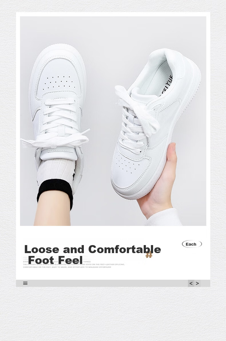 Feiyue Official Women's Sneakers, New Spring 2026 Casual Versatile White Shoes for Women, Black, Size 44 3