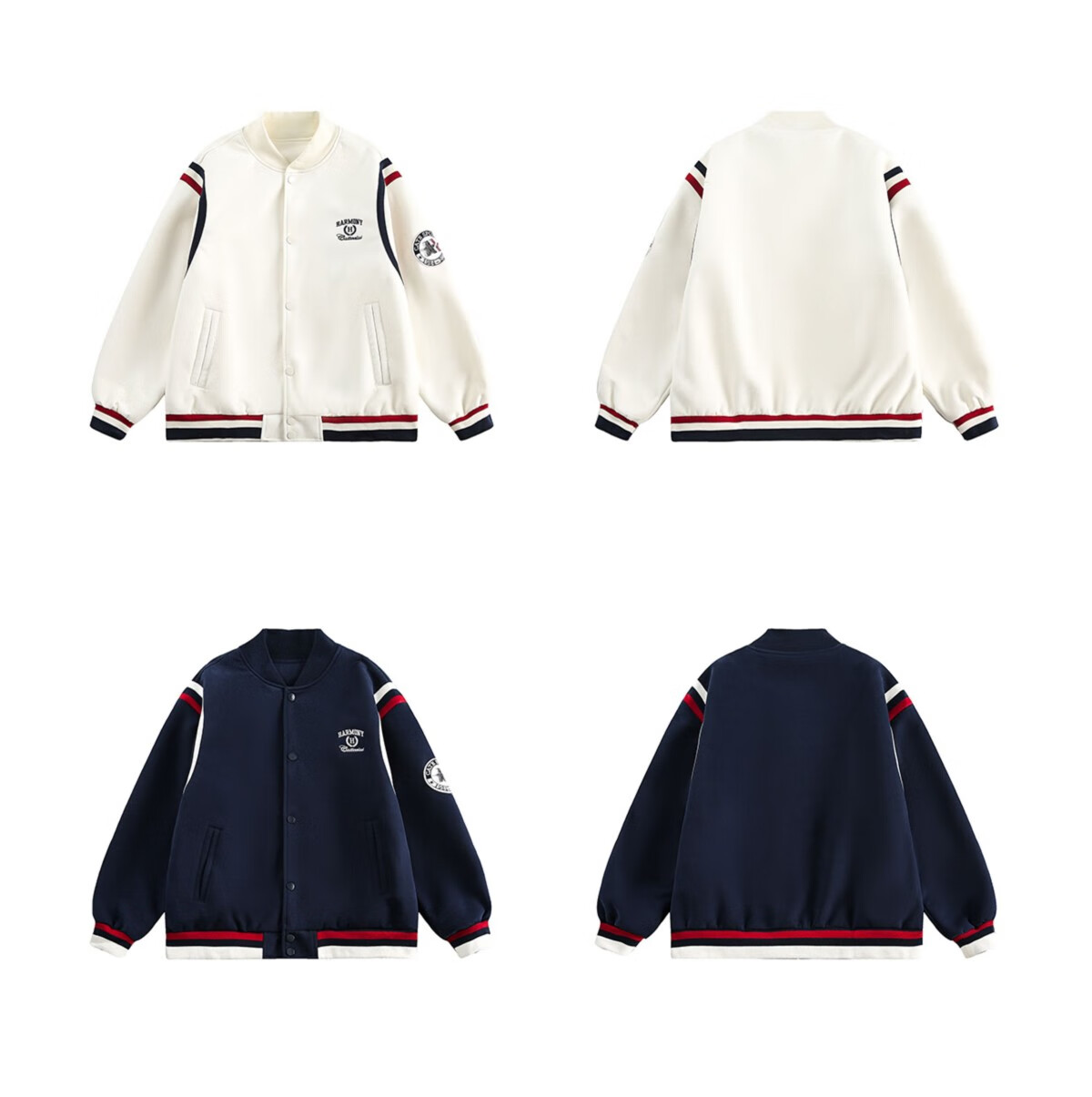 LEMANISM American Vintage Baseball Jacket Men 2025 Couple Style Trendy Cleanfit Navy Blue 2XL 14