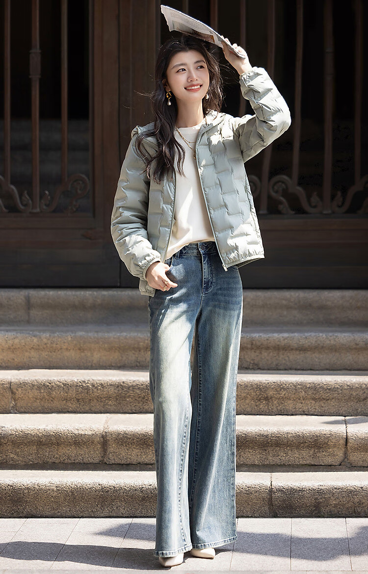 Demana [Milk Ball First Snow] Women's Winter High Warmth 90% Duck Down Quilted Tape Edge Down Jacket 39
