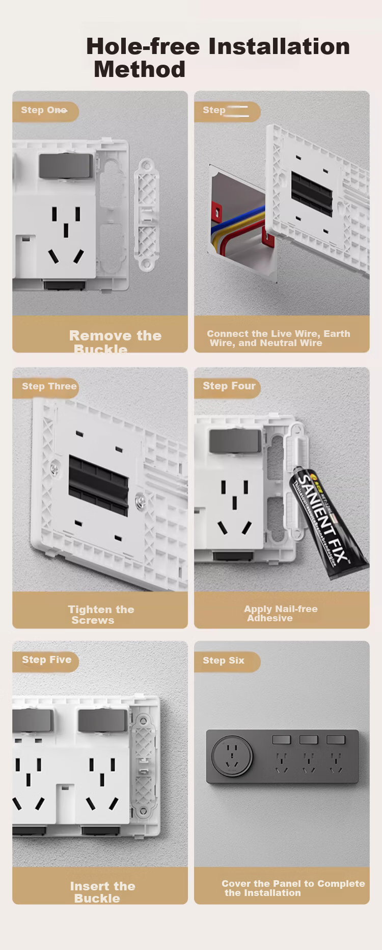 AUX 86-Type Expandable Socket Kitchen Extension Multi-function Converter Concealed Household Switched Power Strip 21-Hole Rightward Expansion White 11