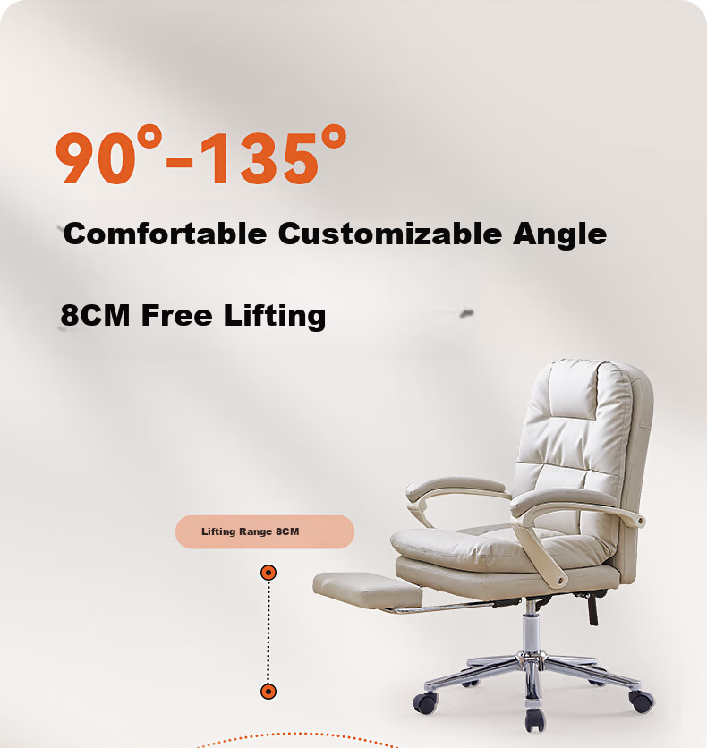 Guquan C733 Milk White Ergonomic Office Chair for Home, Long Sitting, Study, Dormitory And Study Room - Reclining 11