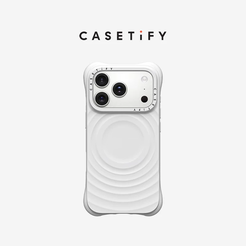 Чехол CASETIFY White Wave для iPhone 17 Pro Max, MagSafe, силикон, белый
