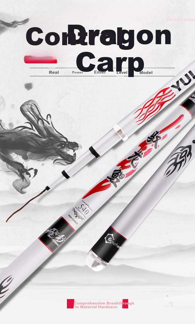 Feimiao Yulong Lian 4.5-Meter Fishing Rod, Ultra-Light And Ultra-Hard Carbon Fiber, 28-Section Telescopic Rod for Carp And Crucian Carp Fishing Tackle 1